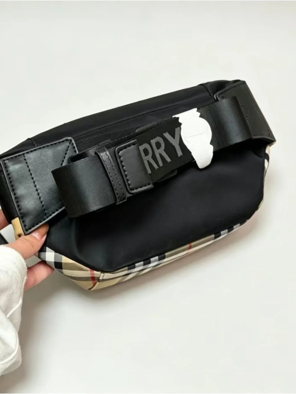 Burberryy Black & Beige Checked Belt Bag